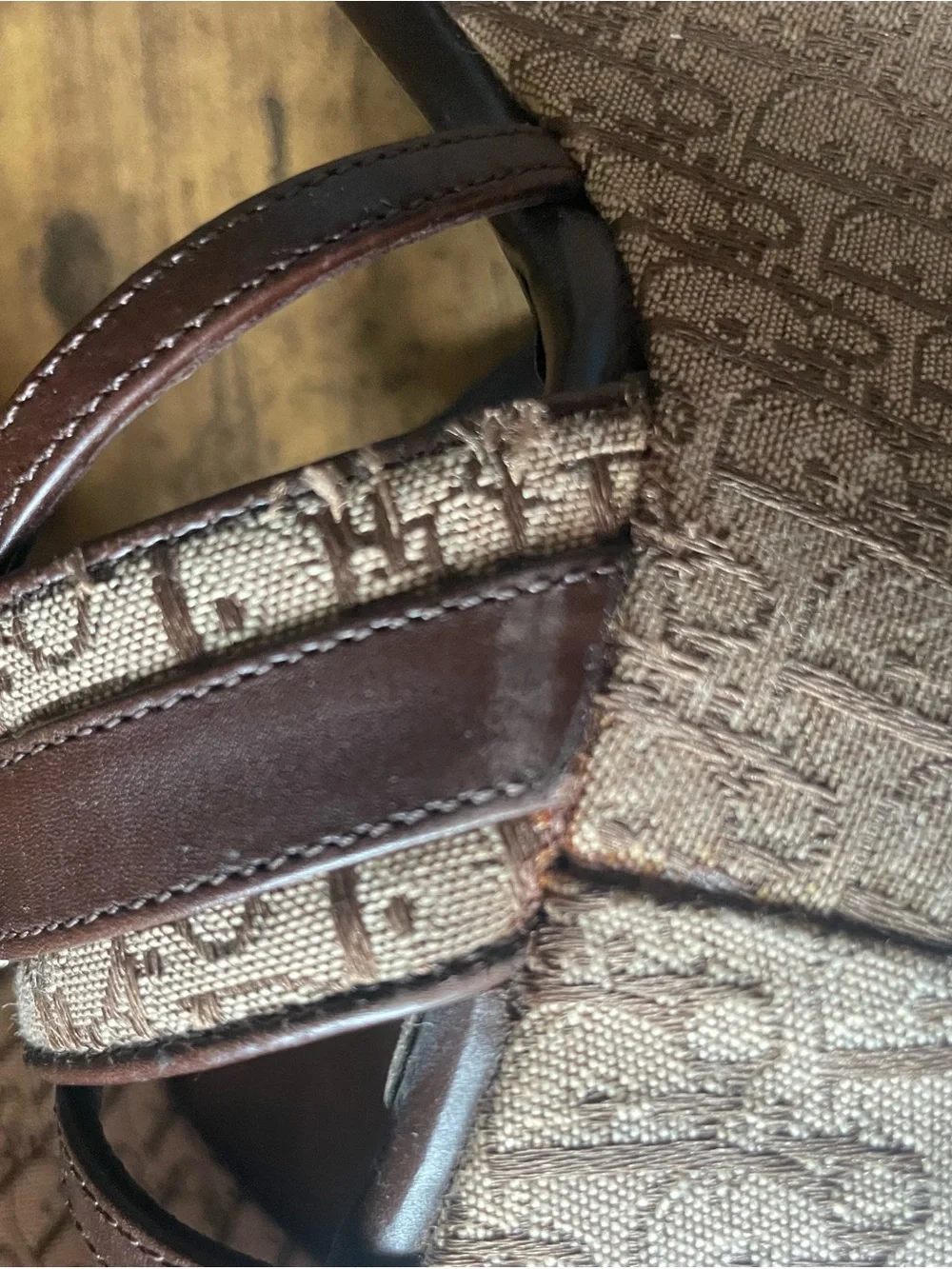 Vintage Dior Brown Monogram Canvas Wedge Sandals
